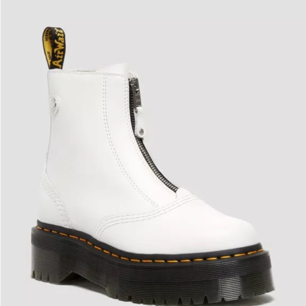 Dr. Martens White Zip Platform Boots